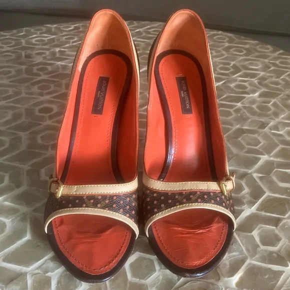 LOUIS VUITTON Limited Edition Fuchsia Monogram Perforated Open-Toe Pumps